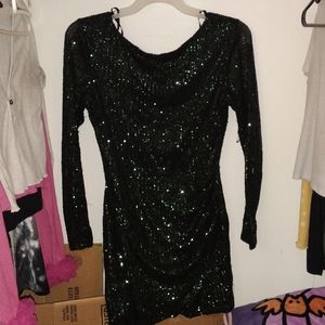Dark Green Sequin Windsor Dress